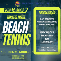 Torneio de Beach Tênis Misto - Torneio de Beach Tênis Categoria Intermediários 