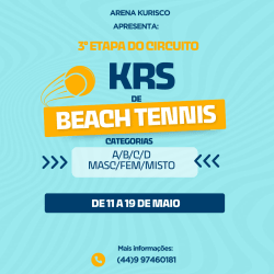 3- ETAPA CIRCUITO KRS DE BEACH TENNIS - MASCULINO D - DIA 11/05 ÁS 8:00