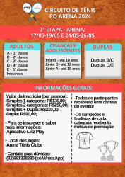 Torneio Arena (3ª Etapa Circuito PQ Tennis/Arena) - Categoria Iniciante