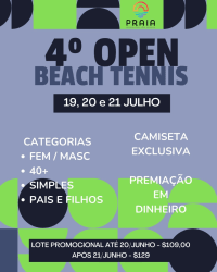 4º PRAIA OPEN DE BEACH TENNIS - PAIS E FILHOS ATE 13 ANOS