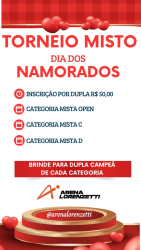 TORNEIO MISTO DIA DOS NAMORADOS - CATEGORIA MISTA OPEN