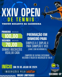 XXlV OPEN DE TENNIS - TROFÉU RECANTO DA CACHOEIRA - A livre