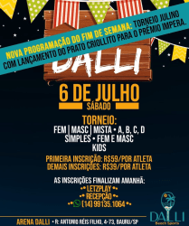 TORNEIO JULINO– ARENA DALLI (OPEN BEACH TENNIS)  - MASCULINA D - INICIANTE