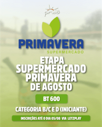 Ranking Praiô de BT - 3ª Etapa Supermercado Primavera de agosto - Categoria Feminina D