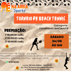 Torneio de BEACH TENNIS feminino iniciante  - Feminino iniciante 