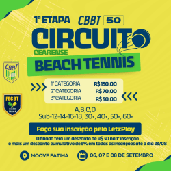 CBBT50/FECBT50 - 1ª ETAPA DO CIRCUITO CEARENSE DE BEACH TENNIS - Subs - Dupla Masculina Sub 12