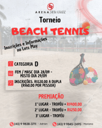 2º Torneio Arena Seu Luiz de Beach Tennis  - Misto D 