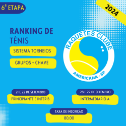 Ranking de Tênis Raquetes Clube - 6ª Etapa