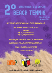 TORNEIO ABERTO DUPLAS BEACH TENNIS SJTC  - CATEGORIA FEMININA C