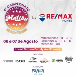 4º Campeonato Malibu Beach Tennis by REMAX - 20 e 21 de Agosto - "Mista ""AB"""