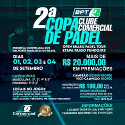 2ª COPA CLUBE COMERCIAL DE PADEL E OPEN BRASIL PADEL TOUR PASSO FUNDO  - 3a CLASSE MASCULINA