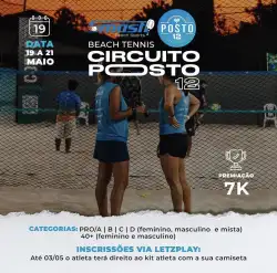 2ºOPEN BEACH TENNIS DO POSTO 12 -2023- PINDAMONHANGABA/SP - Dupla Mista C