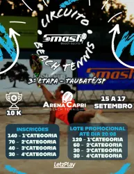 3ª ETAPA DO CIRCUITO SMASH DE BEACH TENNIS 2023- ARENA CAPRI (TAUBATÉ/SP) - Dupla Mista C