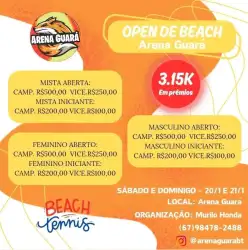1 Open de Beach Tennis Arena Guará ( Guararapes -Sp) - Mista iniciante