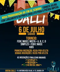 TORNEIO JULINO– ARENA DALLI (OPEN BEACH TENNIS)  - Duplas MISTA C/D