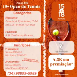 19 Open de Tennis - Araxá - MG - Masculino 17 a 34 anos