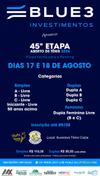 45º Aberto de Tênis 2024 - Pedra 90 - Ituverava - Agosto 24 - Categoria - B Livre