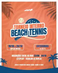 TORNEIO INTERNO DE BEACH TENNIS - DUPLAS MISTAS - CATEGORIA  A