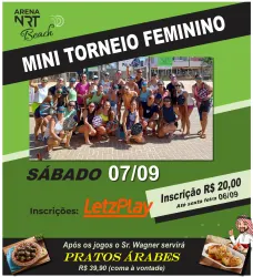 NRT - BEACH TENNIS - MINI TORNEIOS DE SÁBADOS - Duplas Feminino Livre 