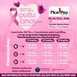 Desafio de Beach Tennis Outubro Rosa no Clube Pica-Pau - Feminino C