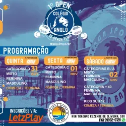  1• OPEN COLÉGIO ANGLO DE BEACH TENNIS EM MIGUELÓPOLIS - Feminino D