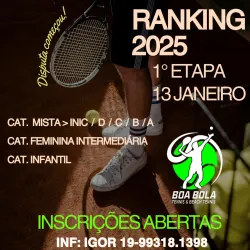 RANKING TENNIS BOA BOLA 2025 CAT. B