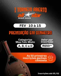 1° OPEN ALL STAR 10K DE BEACH TENNIS - Feminina B
