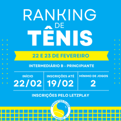 2ª  Etapa Ranking de Tênis - Raquetes Clube Series - Intermediário B