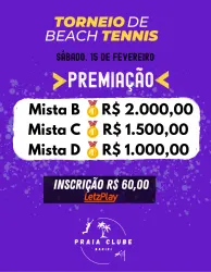 TORNEIO DE BEACH TENNIS - MISTAS - MISTA D (Iniciante)