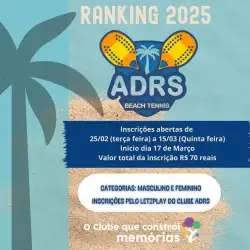 1 Ranking interno de Beach Tennis - ADRS - FEMININO OURO