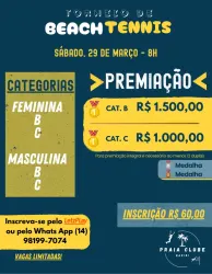TORNEIO DE BEACH TENNIS PRAIA CLUBE BARIRI - MASCULINA C