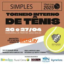 TORNEIO DE TÊNIS CAV - SIMPLES - ABRIL 2025 - 100 ANOS CAV - Categoria B