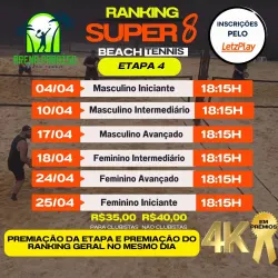 RANKING SUPER 8 - 4° ETAPA - GRUPO 2 FEMININO INICIANTE