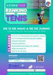 2ª ETAPA DO RANKING DE TÊNIS 2025 - 3ª CLASSE MASCULINA