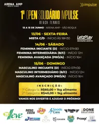 1° OPEN SOLIDÁRIO IMPULSE DE BEACH TENNIS - Mista Open