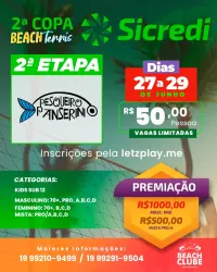  2ª COPA SICREDI de BEACH TENNIs 2ª Etapa  - Masculino B