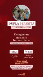 DUPLA PERFEITA TORNEIO MISTA BEACH TENNIS POWERUP
