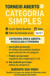 1° TORNEIO ABERTO DE  SIMPLES 