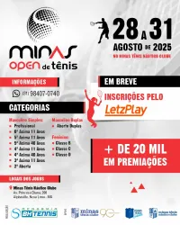 MINAS OPEN DE TÊNIS - SIMPLES - Simples Masculino - 3ª Classe acima de 11 anos