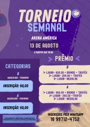 Torneio Semanal - Arena América  Beach Tennis - Masculina B/A - Torneio Semanal Arena America