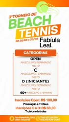 3° Torneio de Beach Tennis Fábiula Leal (convidados + internos) - OPEN Misto