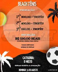 2º TORNEIO ESPORTES NA AREIA BEACH TÊNIS  - DUPLA MISTA D