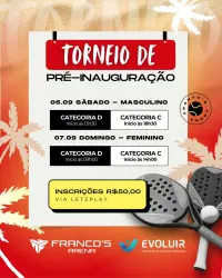TORNEIO PRÉ INAUGURAÇÃO - FRANCOS ARENA - DUPLA MASCULINA D