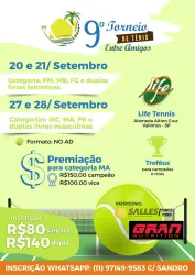 10• TORNEIO DE TÊNIS ENTRE AMIGOS - Dupla Masculina - LIVRE
