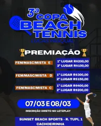 3° copa Lucas Pasqual Beach tennis R$4000,00  premiação em dinheiro!! SUNSET (CACHOEIRINHA)  - Dupla Mista C/B (manhã)