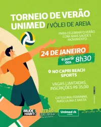 Torneio de Verão Unimed 2026 - Vôlei de Praia - Feminina - Amadoras.