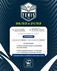 Circuito Ace de TÊNIS 2026 - 1ª Etapa - CATEGORIA A