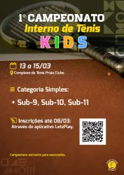 1º Torneio KIDS - 2026 (Campeonato Interno de Tenis de Campo) - Sub 9 - Masculino
