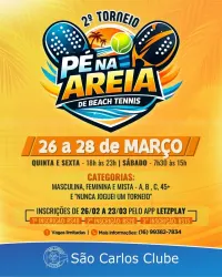 2º Torneio Pé na Areia de Beach Tennis do São Carlos Clube - (SOMENTE PARA SÓCIOS)   - Categoria Masculina A (Nível Avançado) 