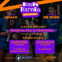 BOLÃO MIX DE BEACH TENNIS - Duplas MIX FEMININA